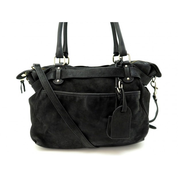 SAC A MAIN VANESSA BRUNO LUNE AIME BANDOULIERE EN CUIR SUEDE NOIR HAND BAG 540€