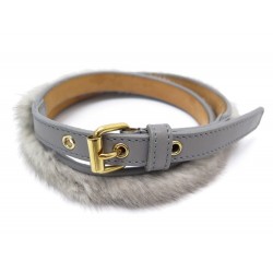 CEINTURE LOUIS VUITTON S 69 74 CM CUIR & FOURRURE DE VISON MINK FUR BELT 4480€