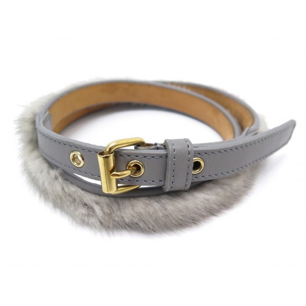 CEINTURE LOUIS VUITTON S 69 74 CM CUIR & FOURRURE DE VISON MINK FUR BELT 4480€