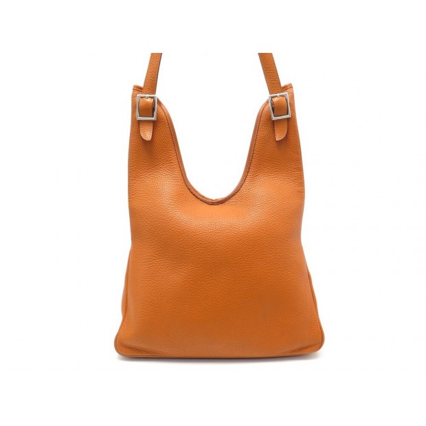 SAC A MAIN HERMES MASSAI 32 PM EN CUIR TOGO ORANGE 2 ANSES HAND BAG PURSE 3160€