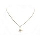 NEUF COLLIER CHANEL PENDENTIF CAMELIA CHAINE EN METAL DORE NEW NECKLACE 410€