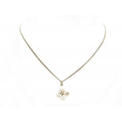 NEUF COLLIER CHANEL PENDENTIF CAMELIA CHAINE EN METAL DORE NEW NECKLACE 410€