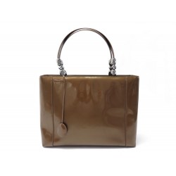 SAC A MAIN CHRISTIAN DIOR LADY MALICE PERLA GM CUIR VERNIS MARRON HAND BAG 1500€