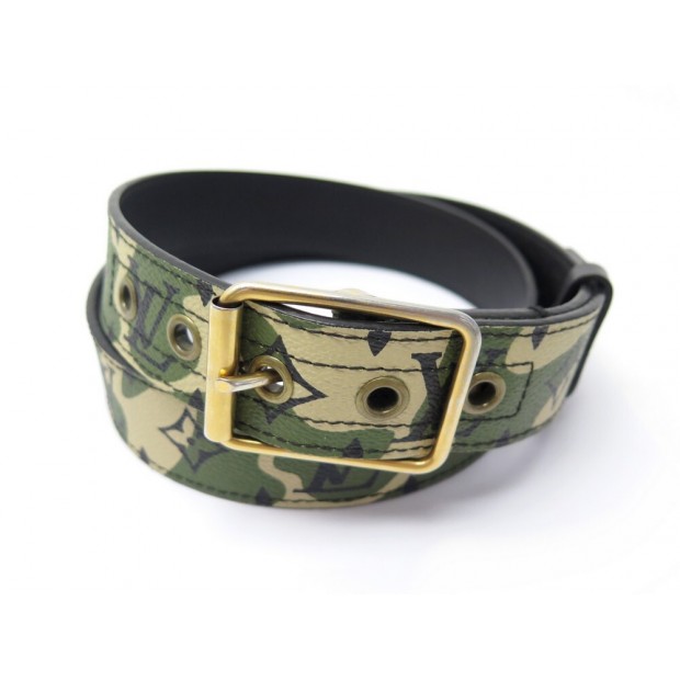 CEINTURE LOUIS VUITTON T95 EN TOILE MONOGRAMOUFLAGE MURAKAMI + BOITE KAKI BELT