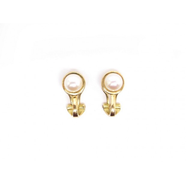 VINTAGE BOUCLES D'OREILLES CHAUMET OR JAUNE 18K ET PERLES + BOITE GOLD EARRINGS