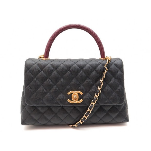 NEUF SAC A MAIN CHANEL GRAND COCO HANDLE CUIR CAVIAR MATELASSE LEZARD BAG 4490€