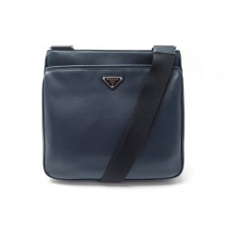 NEUF SACOCHE PRADA BANDOULIERE 6VH019 EN CUIR BLEU MARINE LEATHER HAND BAG 1450€