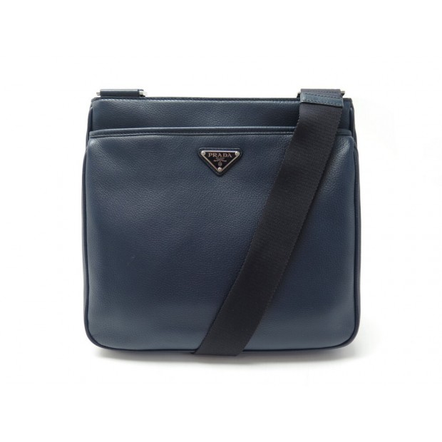 NEUF SACOCHE PRADA BANDOULIERE 6VH019 EN CUIR BLEU MARINE LEATHER HAND BAG 1450€