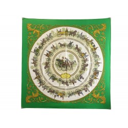 FOULARD HERMES PROMENADE DE LONGCHAMPS LEDOUX CARRE 90 EN SOIE SILK SCARF 385€