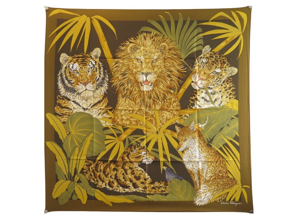 foulard salvatore ferragamo felins lions tigres