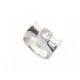 BAGUE NOEUD T54 EN OR BLANC 18K 7.7GR DIAMANT SOLITAIRE 0.35 CT DIAMOND RING