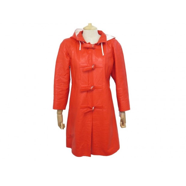 MANTEAU COURREGES IMPERMEABLE VINYLE S 36 EN COTON ROUGE VINYL TRENCH COAT 990€