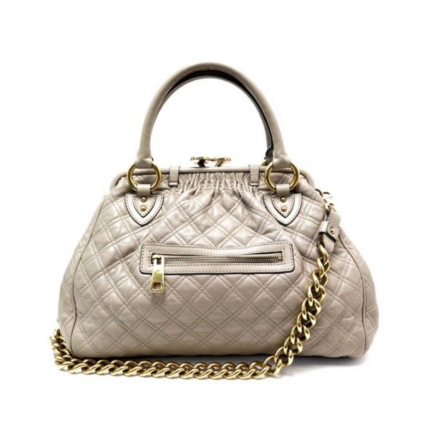 SAC A MAIN MARC JACOBS STAM EN CUIR MATELASSE BEIGE LEATHER HAND BAG PURSE 1350€