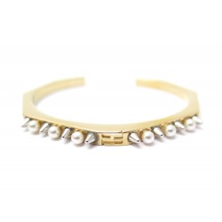 BRACELET FENDI 13 CM T S EN METAL DORE CLOUTE PERLES ET CLOUS BOITE STUDDED 390€