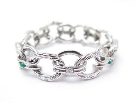 bracelet 17 cm or blanc 18k diamants 0.64 ct