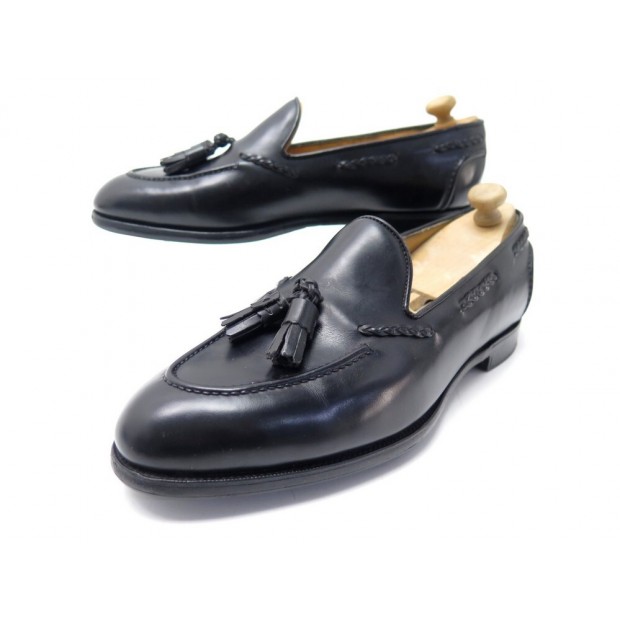 CHAUSSURES EDWARD GREEN MOCASSINS PAMPILLES BELGRAVIA 8.5 42.5 CUIR NOIR 1150€