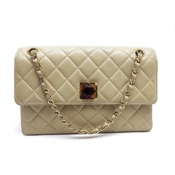 SAC A MAIN CHANEL 25 CM EN CUIR MATELASSE BEIGE LEATHER HAND BAG PURSE 4100€