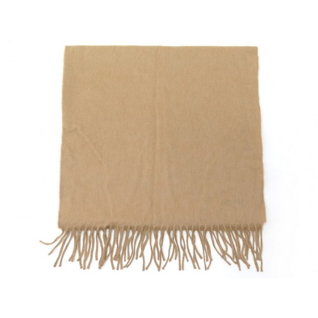 NEUF ECHARPE UNIE BRODEE HERMES CACHEMIRE MARRON + BOITE CASHMERE SCARF 425€