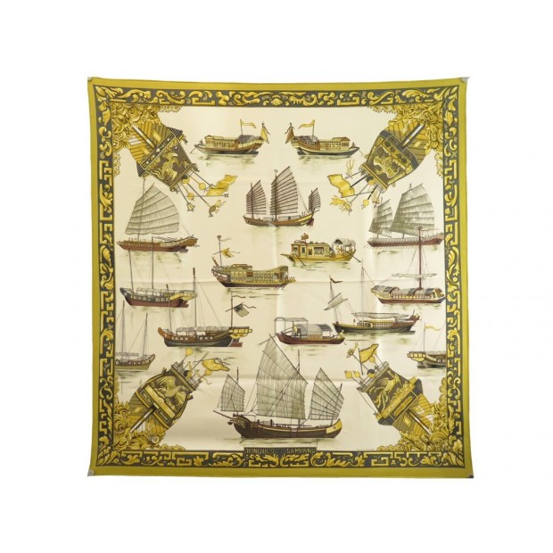 FOULARD HERMES JONQUES ET SAMPANS CARRE 90 DE LA PERRIERE SOIE SILK SCARF 385€