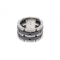 BAGUE CHANEL ULTRA GM J2639 T57 OR BLANC CERAMIQUE NOIRE ET DIAMANTS RING 6600€