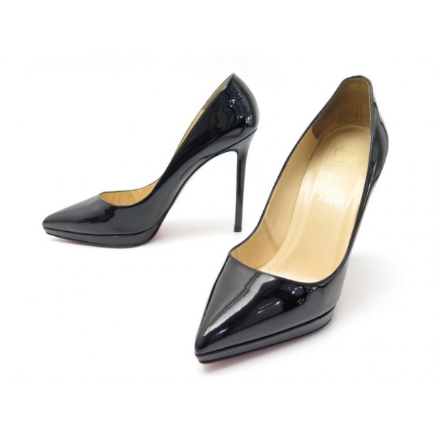 CHAUSSURES CHRISTIAN LOUBOUTIN PIGALLE PLATO 41 EN CUIR VERNIS NOIR SHOES 675€