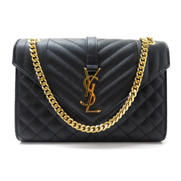 NEUF SAC A MAIN YVES SAINT LAURENT 487206 ENVELOPE M BANDOULIERE CUIR BAG 1690€