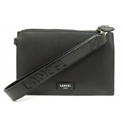 NEUF POCHETTE LANCEL NINON A11464 EN CUIR NOIR TROUSSE LEATHER POUCH BAG 170€