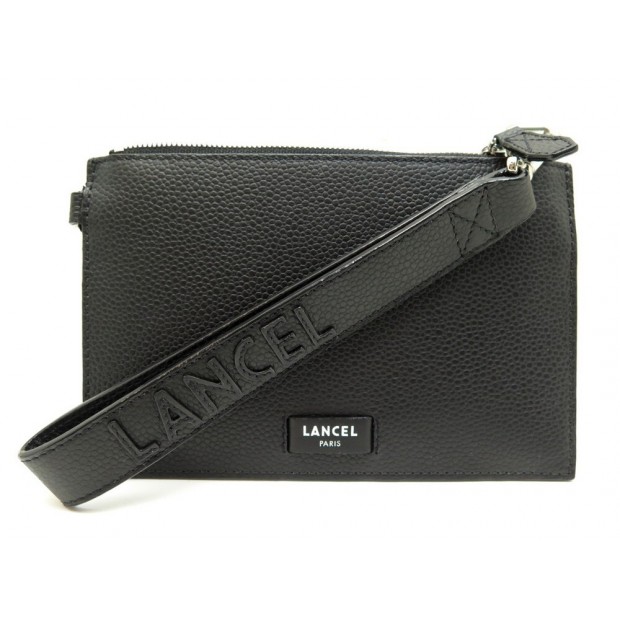 NEUF POCHETTE LANCEL NINON A11464 EN CUIR NOIR TROUSSE LEATHER POUCH BAG 170€