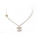 NEUF COLLIER CHANEL LOGO CC STRASS BOULE EN METAL DORE + BOITE NEW NECKLACE 690€