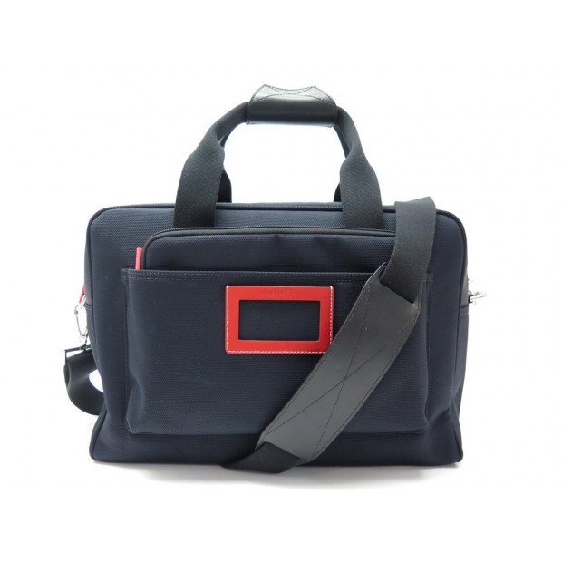 NEUF SACOCHE LANCEL CARTABLE BANDOULIERE A07725 BLEU MARINE TOILE BRIEFCASE 395€