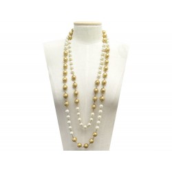 VINTAGE COLLIER CHANEL SAUTOIR PERLES 91 CM EN METAL DORE PEARLS NECKLACE 1590€