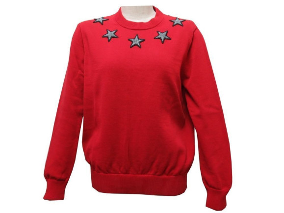 pull givenchy en coton rouge m 38 patchs etoiles au