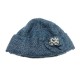 NEUF BONNET CHANEL T 55 EN TWEED BLEU CANARD CAMELIA BIJOU GRIPOIX BLUE CAP 600€