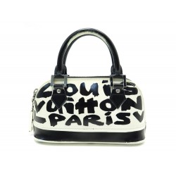 SAC A MAIN LOUIS VUITTON ALMA BB GRAFFITI STEPHEN SPROUSE CUIR BICOLORE HANDBAG