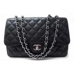 SAC A MAIN CHANEL TIMELESS JUMBO EN CUIR CAVIAR MATELASSE NOIR HAND BAG 6600€