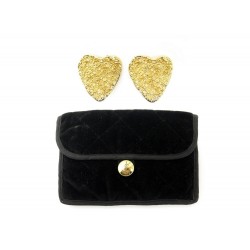 VINTAGE BOUCLES D'OREILLES YVES SAINT LAURENT COEUR DORE + TROUSSE EARRINGS 395€