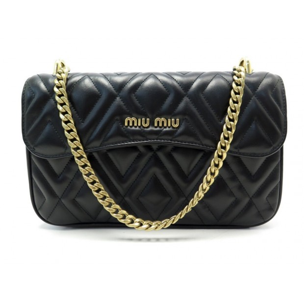 NEUF SAC A MAIN MIU MIU 5BD137 CUIR MATELASSE NOIR BANDOLIERE NEW HAND BAG 1700€