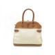 SAC A MAIN HERMES ATLAS 35 CM CABAS EN CUIR BARENIA & TOILE LEATHER HAND BAG