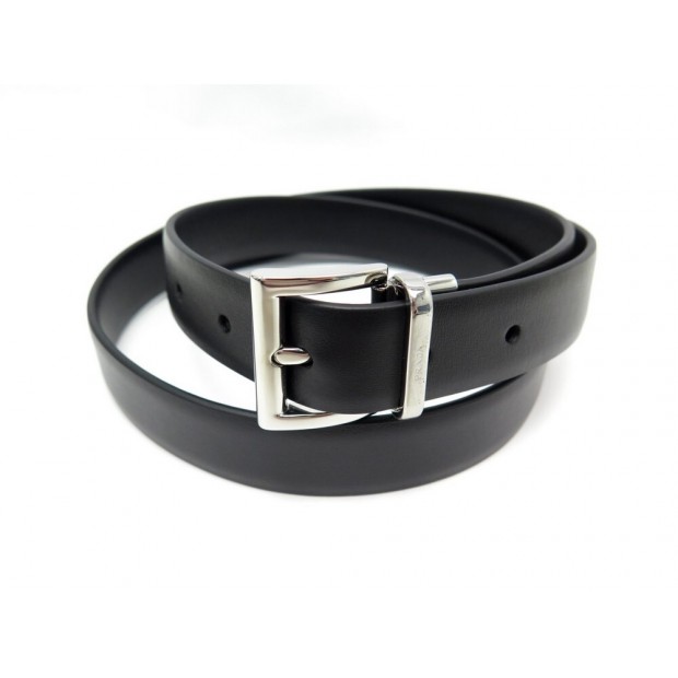 NEUF CEINTURE PRADA TAILLE 85 EN CUIR NOIR + POCHON NEW BLACK LEATHER BELT 380€