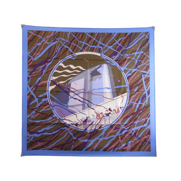 RARE FOULARD HERMES EN AVANT TOUTE RYBALTCHENKO CARRE 90 EN SOIE SILK SCARF 410€