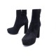 CHAUSSURES PRADA BOTTINES A TALONS 37 IT 38 FR EN DAIM NOIR BOOTS SHOES 890€