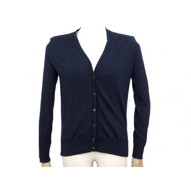 PULL PRADA GILET CARDIGAN S 38 IT 34 FR EN LAINE BLEU MARINE WOOL SWEATER 720€