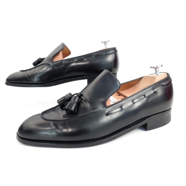 CHAUSSURES JOHN LOBB SUR MESURE MOCASSINS A PAMPILLES 41 CUIR LOAFER SHOES 5890€