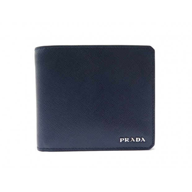 NEUF PORTEFEUILLE PRADA 2M0513 CUIR SAFFIANO BLEU BALTICO + BOITE WALLET 420€