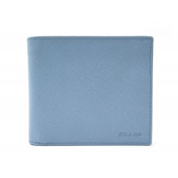 NEUF PORTEFEUILLE PRADA 2M0513 EN CUIR SAFFIANO BLEU ASTRALE + BOITE WALLET 420€