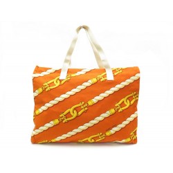 NEUF SAC A MAIN HERMES MANILLE CABAS DE PLAGE COTON TOILE ORANGE TOTE BAG 1450€