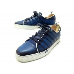 CHAUSSURES BERLUTI BASKETS PLAYFIELD 8 42 CUIR BLEU SNEAKERS LEATHER SHOES 1075€