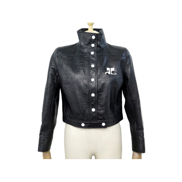 NEUF VESTE COURREGES REEDITION BLOUSON VINYLE M 42 IT 38 FR NOIR SOLDOUT JACKET