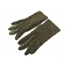 GANTS HERMES BIMATIERE CUIR CACHEMIRE KAKI TAILLE 7 LEATHER CASHMERE GLOVES 585€