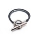 BRACELET HERMES GLENAN DOUBLE TOUR 18 CM CUIR NOIR COLLIER LEATHER NECKLACE 270€